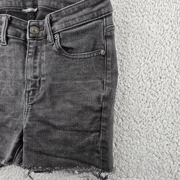 American Eagle Shorts Womens 4 Black High Rise Cut Offs Stretch Distressed Denim - Picture 4 of 16